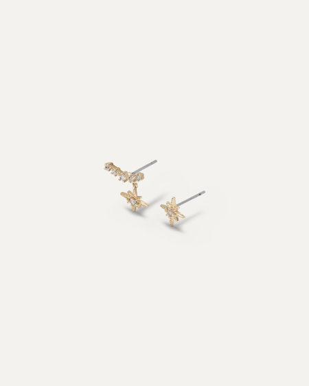 Elsa Gold Stud Earrings with Pendant