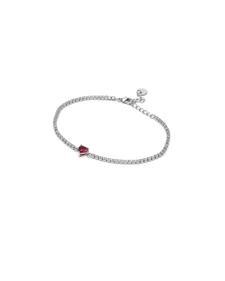 Clara Tennis Bracelet in Silver and Fuchsia