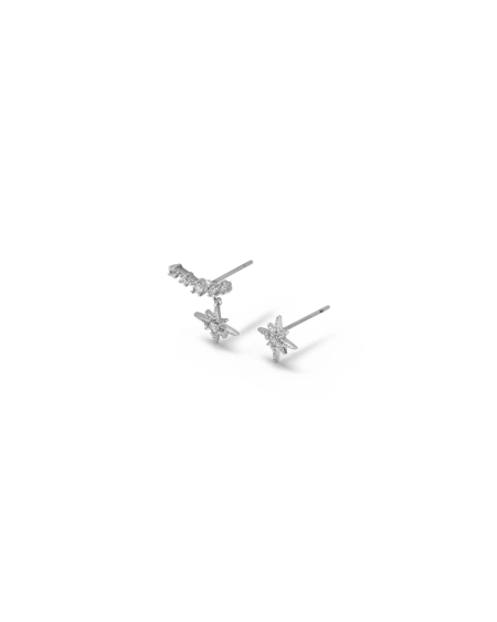 Elsa Silver Stud Earrings with Pendant