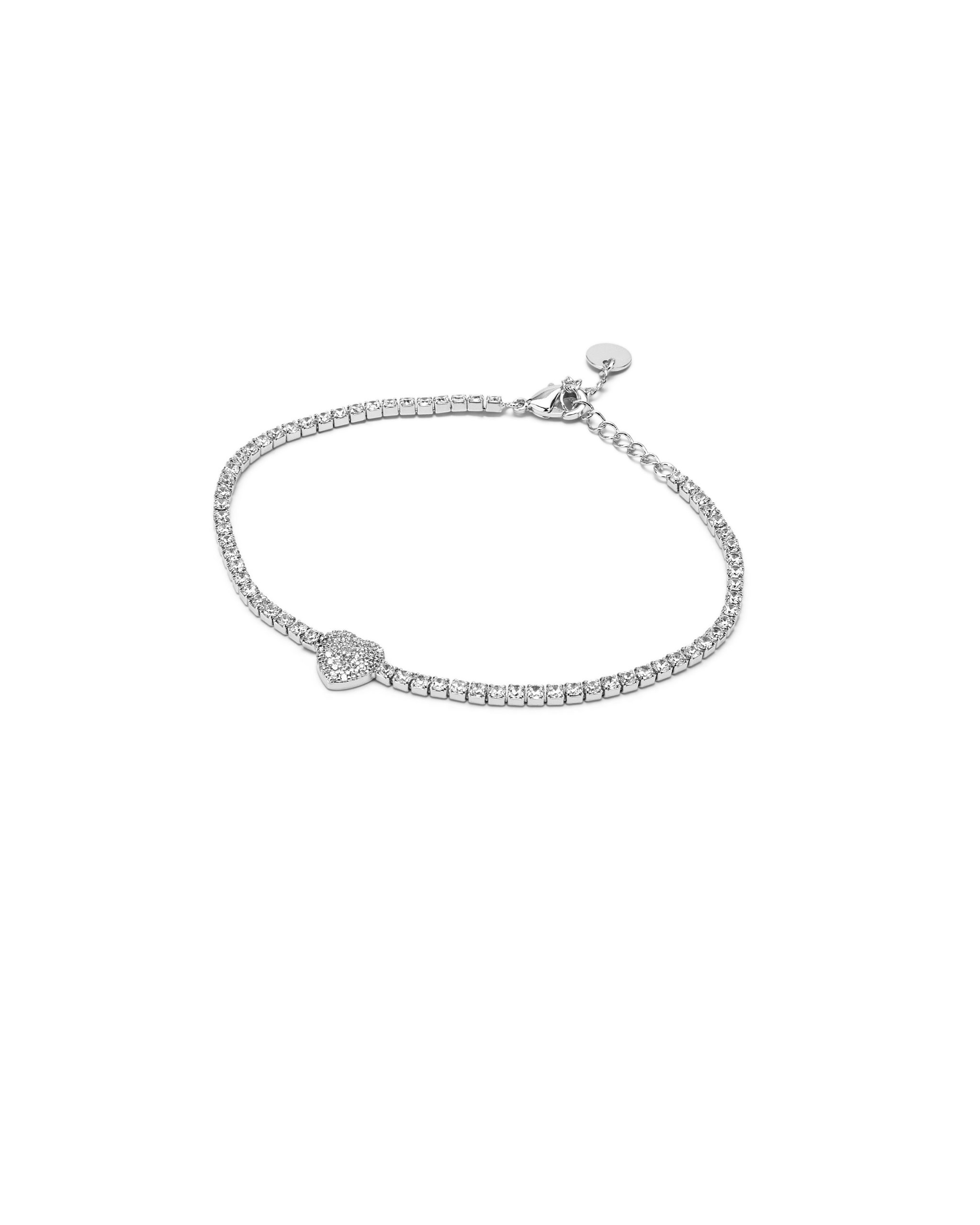 Bracciale tennis argento con cuore e zirconi
