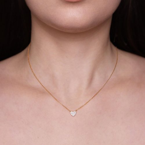 Collana oro con ciondolo cuore brillante