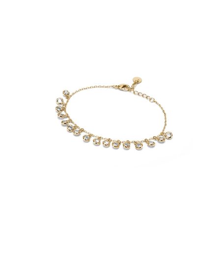 Bracciale dorato con ciondoli ovali brillanti