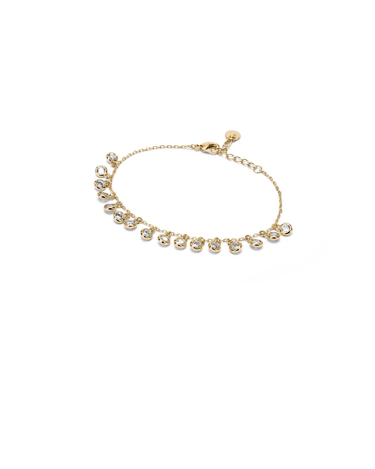 Bracciale dorato con ciondoli ovali brillanti