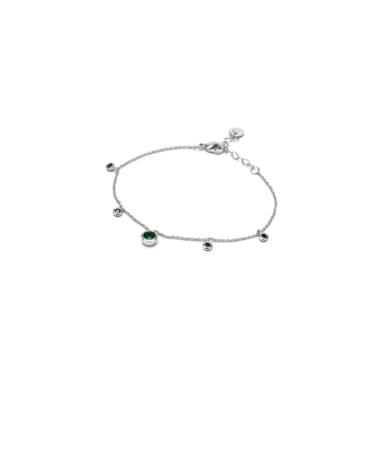 Bracciale argento con pietre verdi pendenti