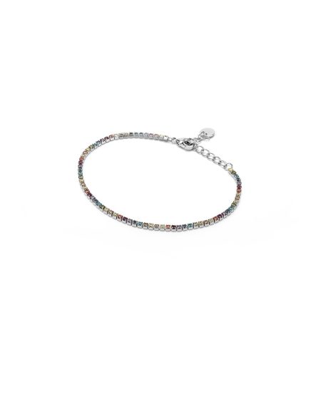 Bracciale tennis argento con pietre multicolore