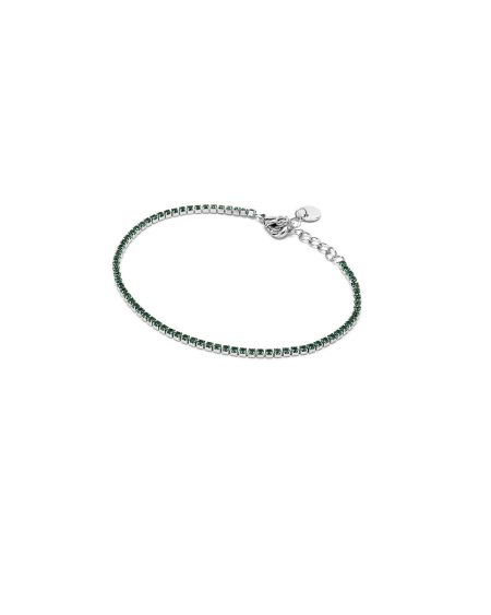 Bracciale tennis argento con pietre verdi