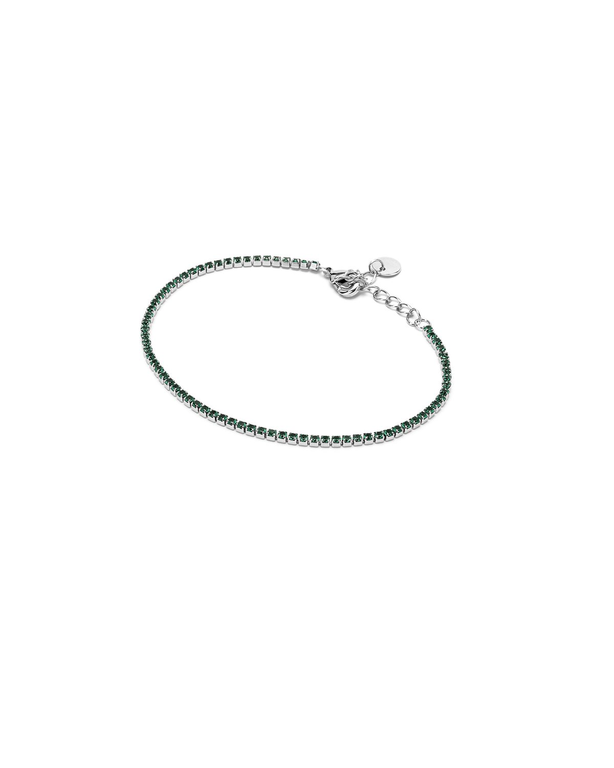 Bracciale tennis argento con pietre verdi