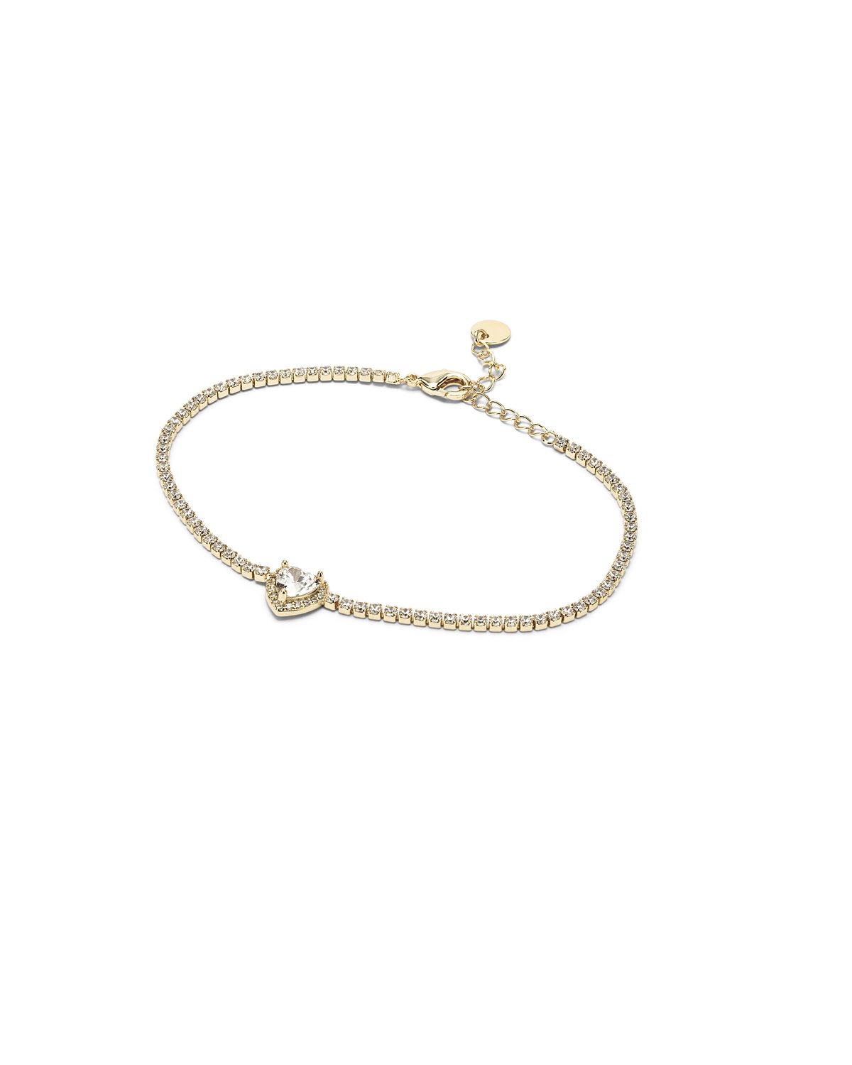 Bracciale tennis oro con cuore brillante