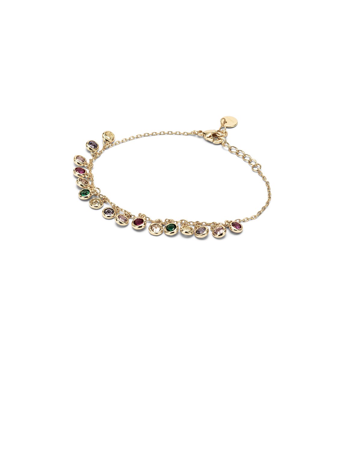 Bracciale dorato con pietre multicolori pendenti