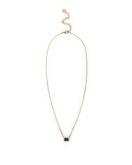 Collana dorata con ciondolo rettangolare blu