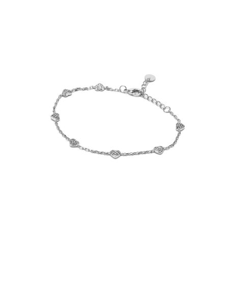 Bracciale argento con cuori e pietre brillanti