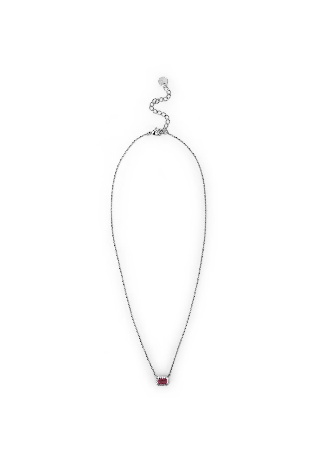 Collana in argento con ciondolo rosso rettangolare