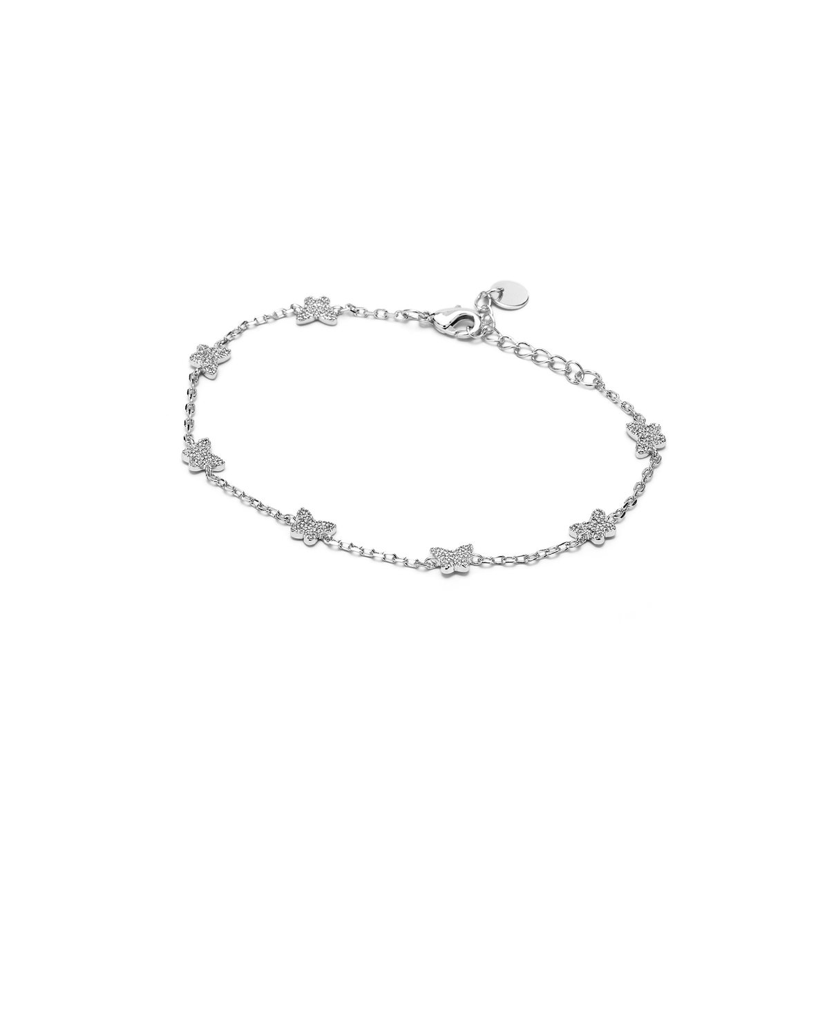 Bracciale argento con fiorellini e zirconi