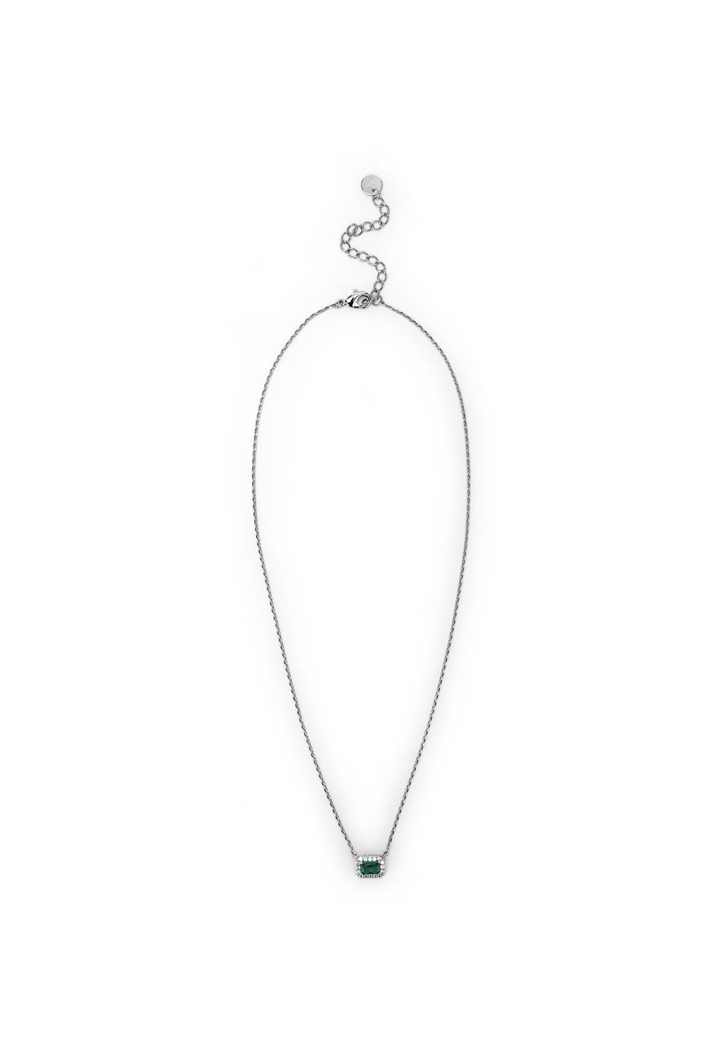 Collana argento con pendente smeraldo rettangolare