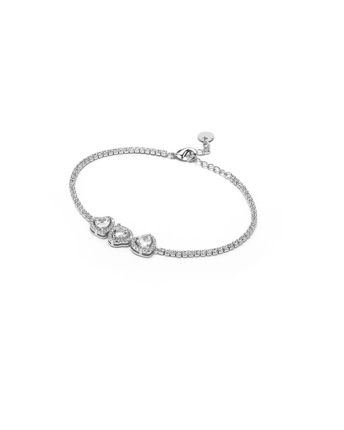 Bracciale argento con tre cuori luminosi