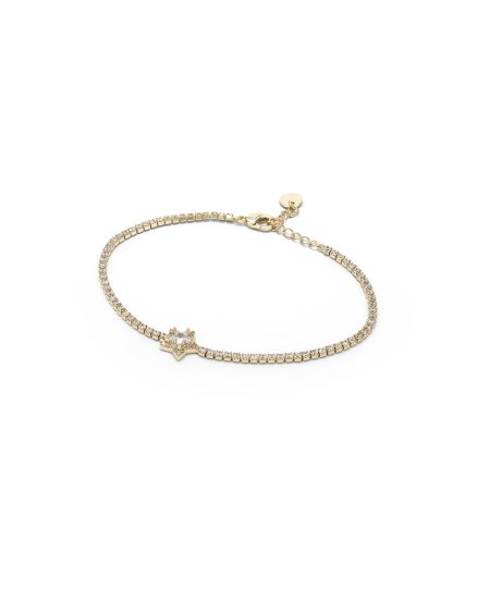 Bracciale dorato con cristalli e cuore centrale