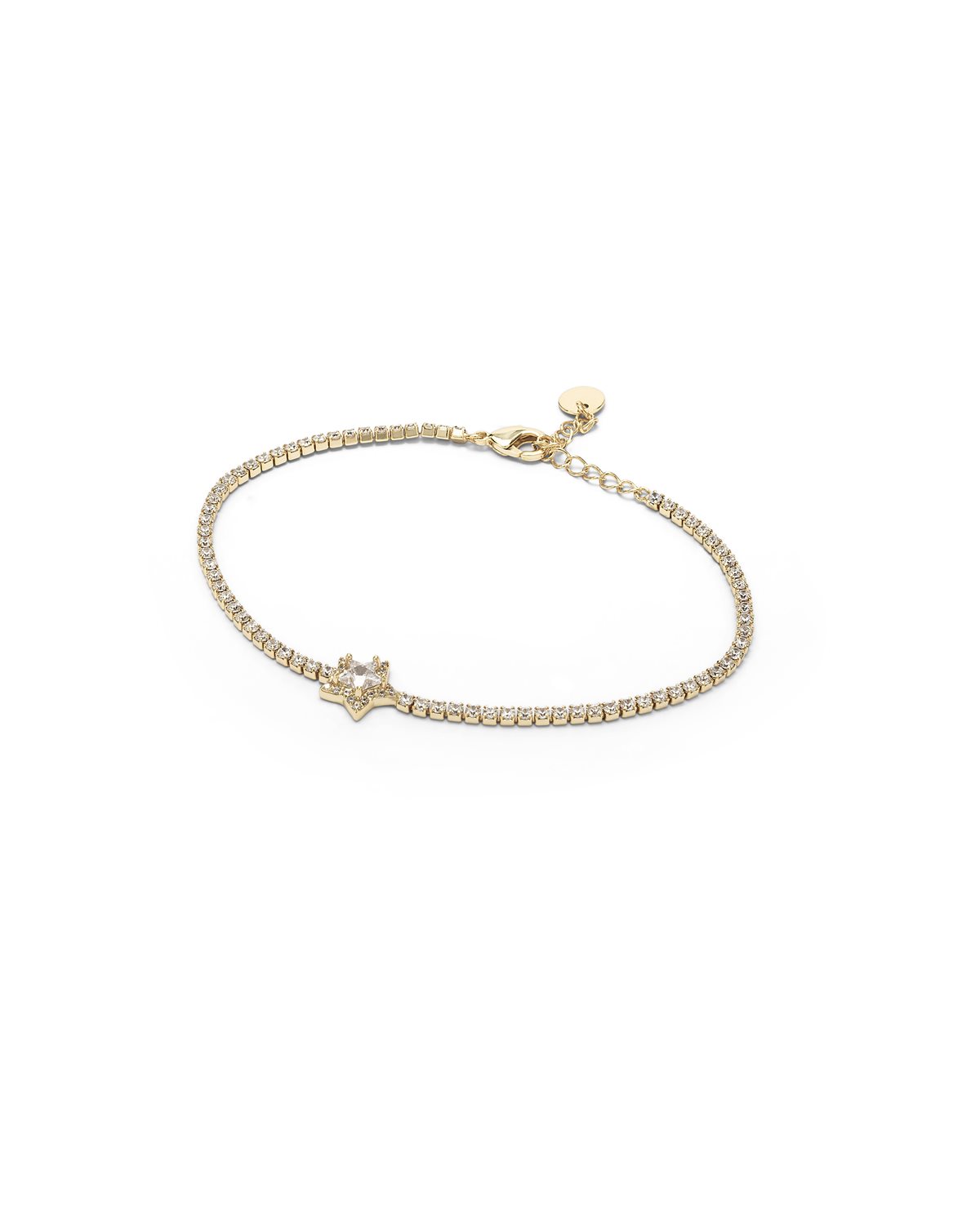 Bracciale dorato con cristalli e cuore centrale